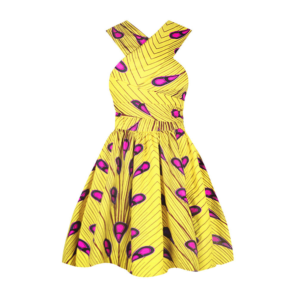 Printed African pleated skirt