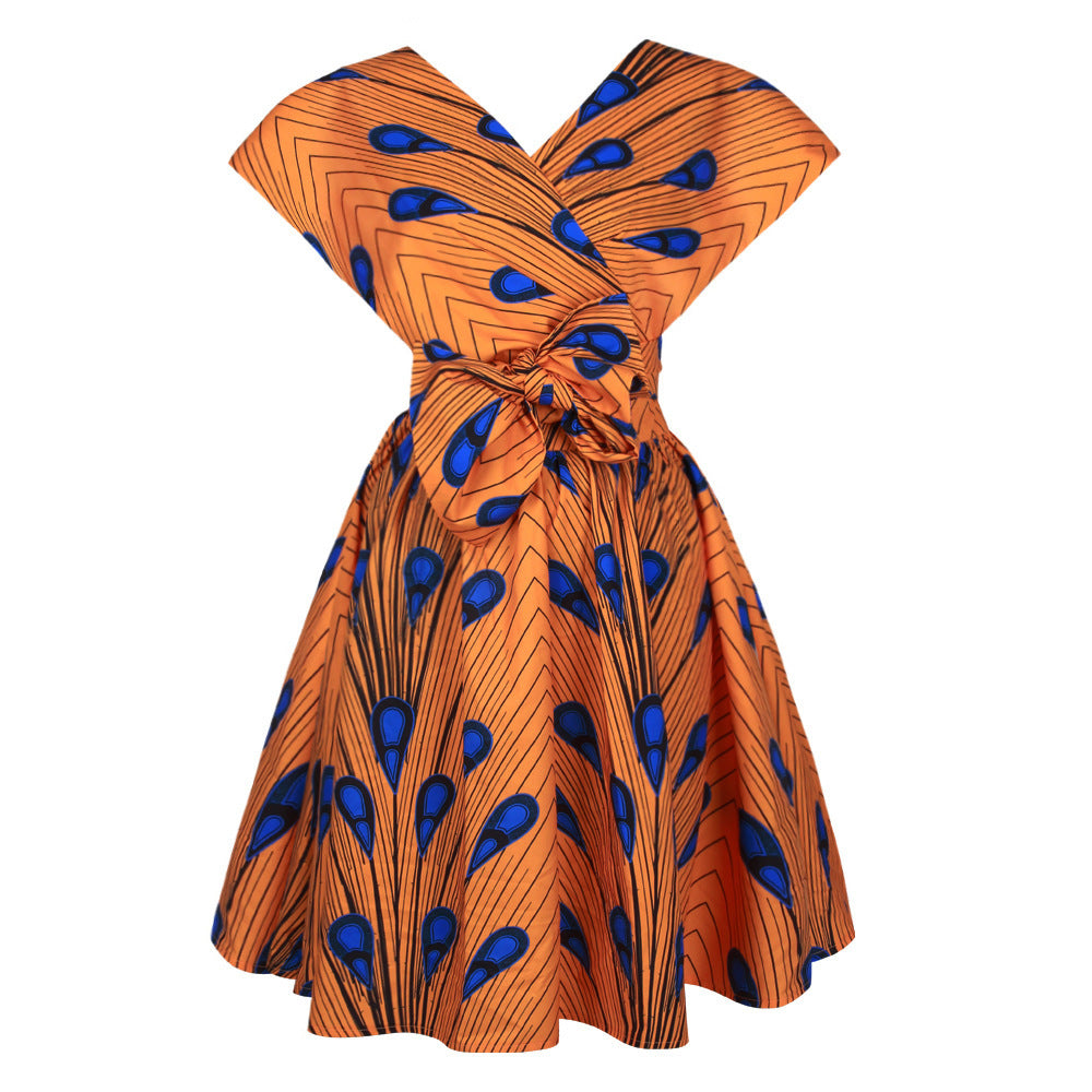 Printed African pleated skirt