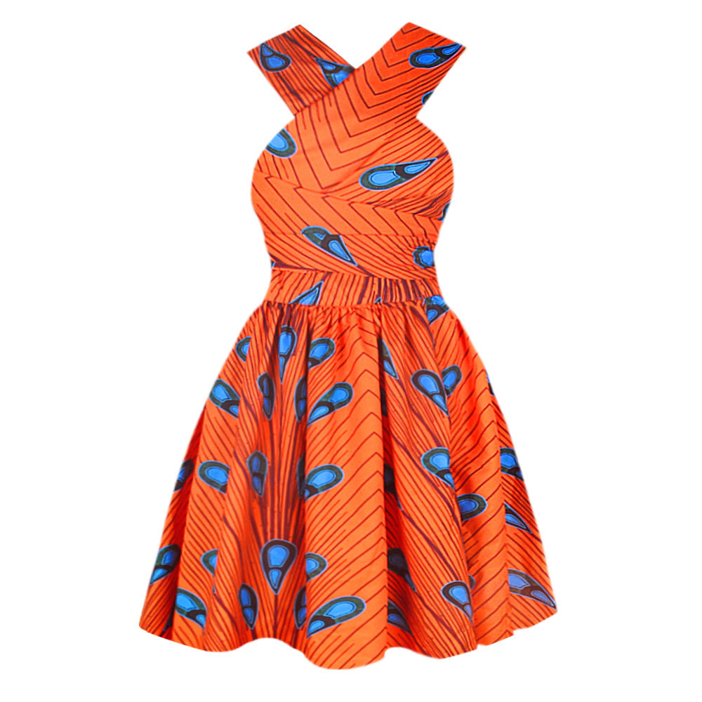 Printed African pleated skirt